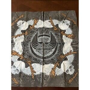 HTF Harley-Davidson 105 Years Milwaukee 2008 Bandana 21” x 20” and Shot Glass